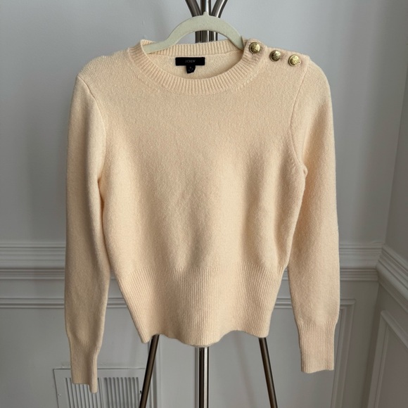 J. Crew Sweaters - J. Crew Ivory Merino Wool Alpaca Sweater with Gold Button Accents Size Small